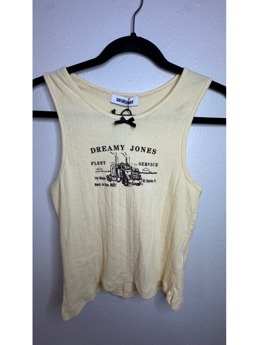 Daydreamer Dreamy Jones Pointelle Tank Butter Yellow Size L